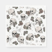 Schwarz-Weiß-Gothic-Skulls und Rose Halloween Serviette (Vorderseite)