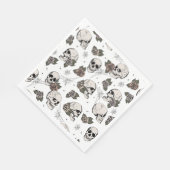 Schwarz-Weiß-Gothic-Skulls und Rose Halloween Serviette (Ecke)