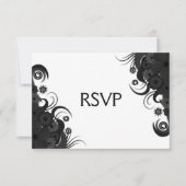 Schwarz-Weiß-Gothic-UAWG-Karten mit Blumenmuster RSVP Karte (Vorderseite)