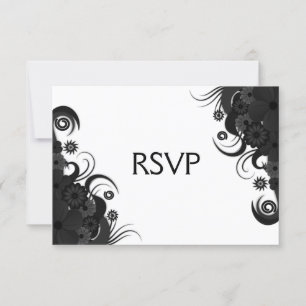 Schwarz-Weiß-Gothic-UAWG-Karten mit Blumenmuster RSVP Karte