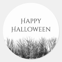 Schwarz-weiß Gothic Woods Halloween Runder Aufkleber