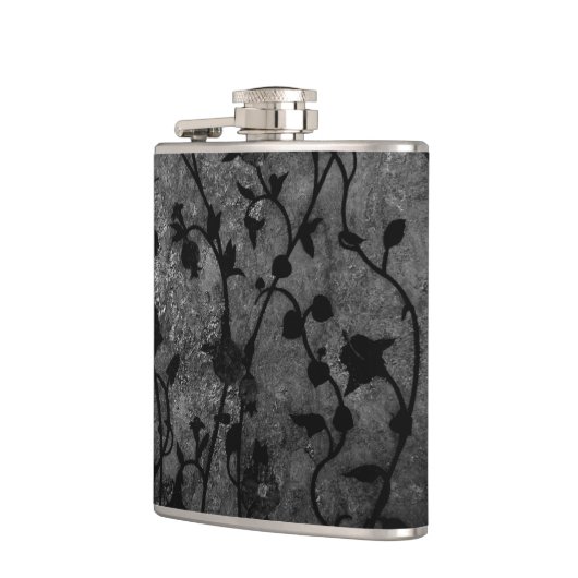 Schwarz-Weiß-Gotik Antike Blumen Flachmann (Links)