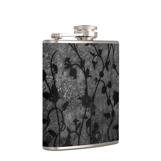 Schwarz-Weiß-Gotik Antike Blumen Flachmann (Rechts)