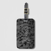 Schwarz-Weiß-Gotik Antike Blumen Gepäckanhänger (Vorderseite Vertikal)