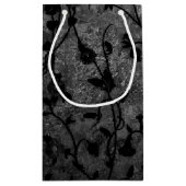 Schwarz-Weiß-Gotik Antike Blumen Kleine Geschenktüte (Rückseite)