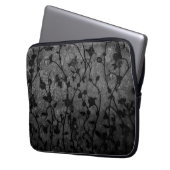 Schwarz-Weiß-Gotik Antike Blumen Laptopschutzhülle (Vorderseite Links)