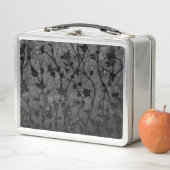 Schwarz-Weiß-Gotik Antike Blumen Metall Lunch Box (Beispiel)