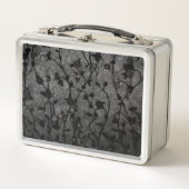 Schwarz-Weiß-Gotik Antike Blumen Metall Lunch Box (Vorderseite)