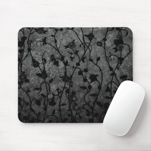 Schwarz-Weiß-Gotik Antike Blumen Mousepad (Mit Mouse)