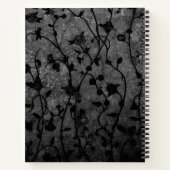 Schwarz-Weiß-Gotik Antike Blumen Notizbuch (Rückseite)
