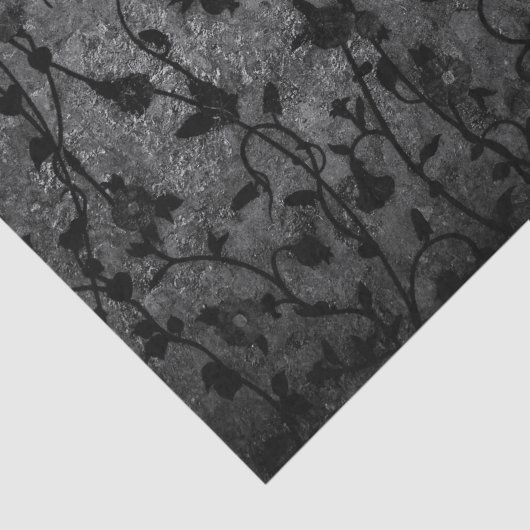 Schwarz-Weiß-Gotik Antike Blumen Seidenpapier (Ausschnitt)
