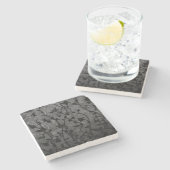 Schwarz-Weiß-Gotik Antike Blumen Steinuntersetzer (Seitenansicht)