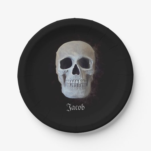 Schwarz-Weiß-Gotik-Design Pappteller (Vorderseite)