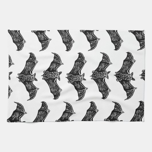 Schwarz-Weiß-Gotik-Flechtmuster Geschirrtuch (Horizontal)