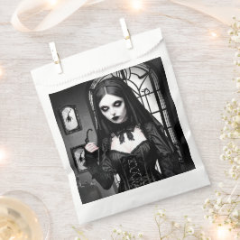 Schwarz-Weiß-Gotik-Girl Halloween Geschenktütchen