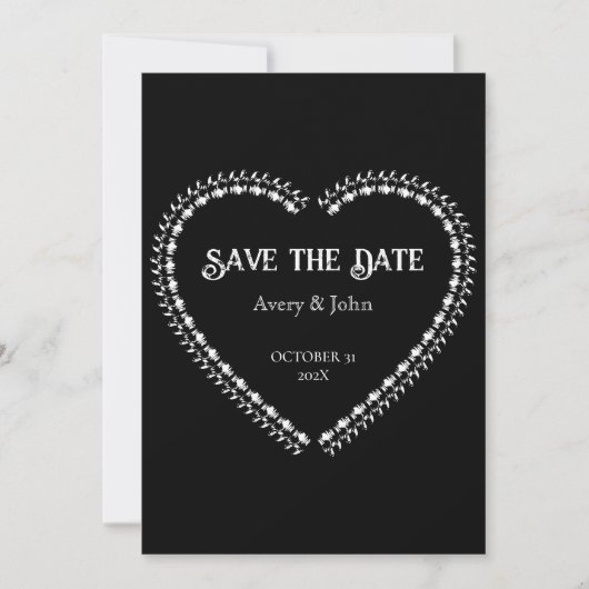 Schwarz-Weiß-Gotik Minimalistisch Save the Date Einladung (Vorderseite)