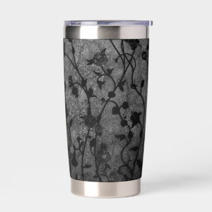 Schwarz-weiß-gotische antike Blumenmuster Thermobecher