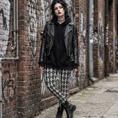 Schwarz & Weiß Gotische Fleur-de-Lis Leggings