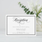 Schwarz-Weiß-Graceful-Script-Hochzeitsempfang Begleitkarte (Stehend Vorderseite)