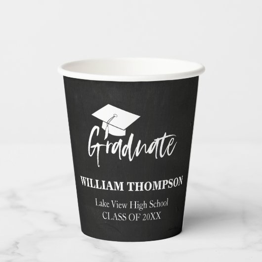 Schwarz-Weiß-Grad-Party Pappbecher (Rückseite)