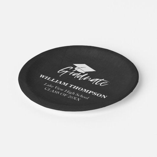 Schwarz-Weiß-Grad-Party Pappteller (Schrägansicht)