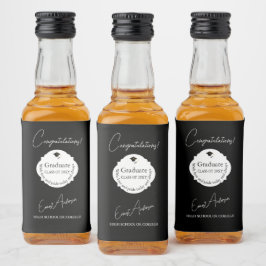 Schwarz-Weiß-Graduate Herzlichen Glückwunsch Absch Alkoholflaschenetikett
