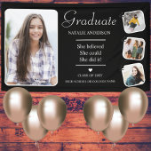 Schwarz-weiß Graduate Modern Foto Graduation Party Banner