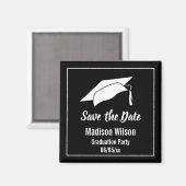 Schwarz-Weiß--Graduierungspartei Magnet (Vorderseite/Rückseite)