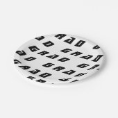 Schwarz-Weiß-Graduierungspartei Pappteller (Schrägansicht)