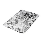 Schwarz-Weiß-Graffiti-Abstrakt-Collage Badematte (Schrägansicht)