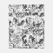 Schwarz-Weiß-Graffiti-Abstrakt-Collage Fleecedecke (Vorderseite)