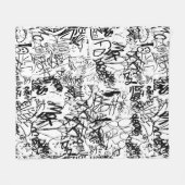 Schwarz-Weiß-Graffiti-Abstrakt-Collage Fleecedecke (Vorderseite (Horizontal))