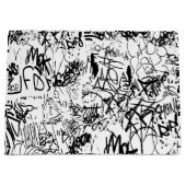 Schwarz-Weiß-Graffiti-Abstrakt-Collage Große Geschenktüte (Vorderseite)