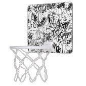 Schwarz-Weiß-Graffiti-Abstrakt-Collage Mini Basketball Netz (Links)