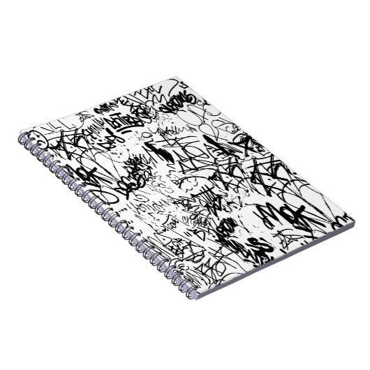 Schwarz-Weiß-Graffiti-Abstrakt-Collage Notizblock (Rechte Seite)