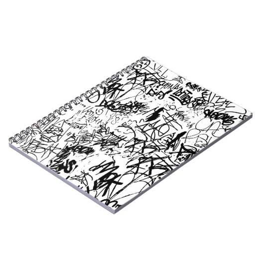 Schwarz-Weiß-Graffiti-Abstrakt-Collage Notizblock (Linke Seite)