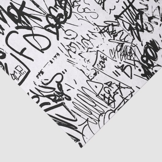 Schwarz-Weiß-Graffiti-Abstrakt-Collage Seidenpapier (Ausschnitt)