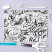 Schwarz-Weiß-Graffiti-Abstrakt-Collage Seidenpapier (Handwerk)