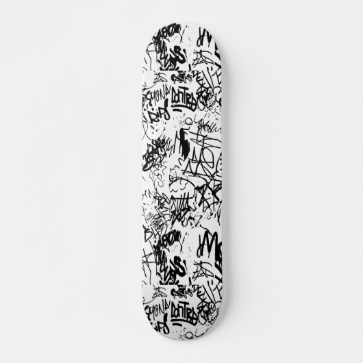 Schwarz-Weiß-Graffiti-Abstrakt-Collage Skateboard (Vorne)