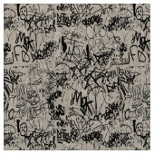 Schwarz-Weiß-Graffiti-Abstrakt-Collage Stoff (Nahaufnahme)