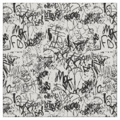 Schwarz-Weiß-Graffiti-Abstrakt-Collage Stoff (Nahaufnahme)