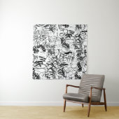 Schwarz-Weiß-Graffiti-Abstrakt-Collage Wandteppich (Beispiel (Horizontal))