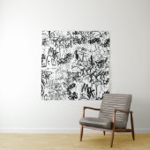Schwarz-Weiß-Graffiti-Abstrakt-Collage Wandteppich (Beispiel)