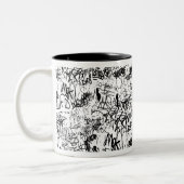 Schwarz-Weiß-Graffiti-Abstrakt-Collage Zweifarbige Tasse (Links)