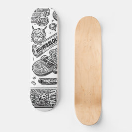 Schwarz-Weiß-Graffiti-Design 1 Skateboard