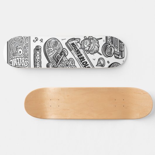 Schwarz-Weiß-Graffiti-Design 1 Skateboard (Horizontal)