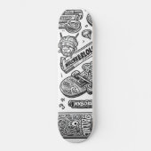 Schwarz-Weiß-Graffiti-Design 1 Skateboard (Vorderseite)