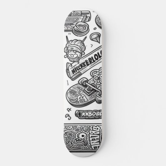 Schwarz-Weiß-Graffiti-Design 1 Skateboard (Vorderseite)
