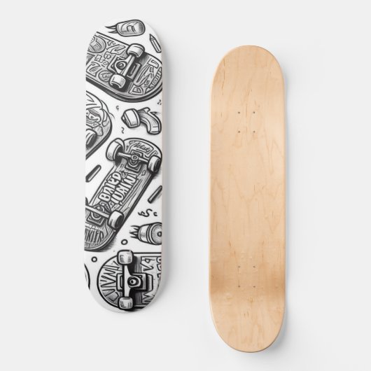 Schwarz-Weiß-Graffiti-Design 2 Skateboard (Vorderseite)
