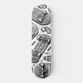 Schwarz-Weiß-Graffiti-Design 2 Skateboard (Vorderseite)